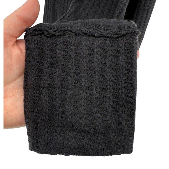 Free People Waffle Knit Long Sleeve Top MEDIUM Open Back Oversized Juicy Black - Picture 9 of 13